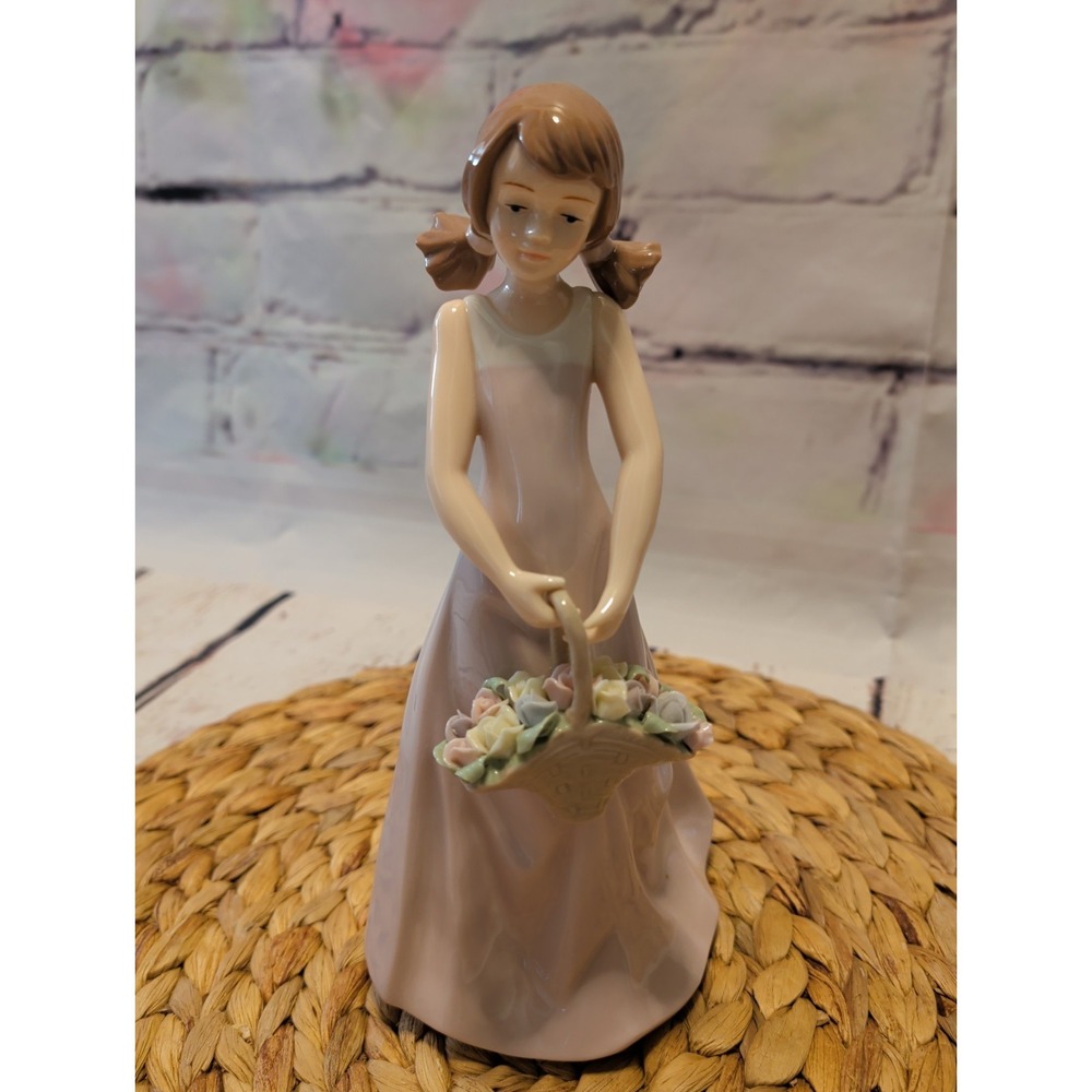 Leonardo Collection By Annie Rowe Young Girl Holding Flower Basket 10 In